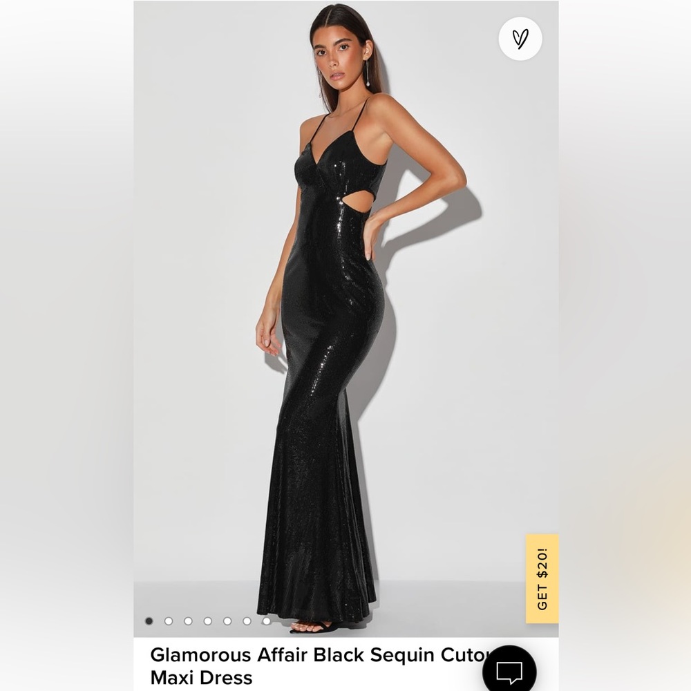 Glamorous Affair Black Sequin Cutout Maxi Dress